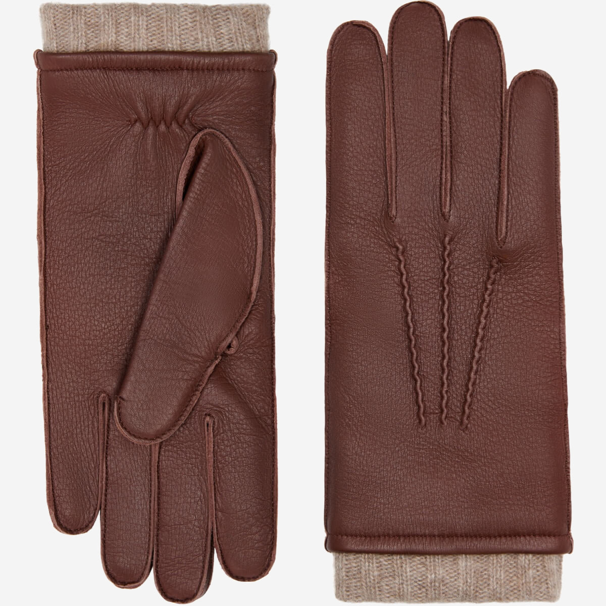 Vittoria (brown) - Italian gloves made of American deerskin leather with cashmere lining - Fratelli Orsini - Luxury Leather Gloves - Handmade in Italy - 1