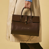 Oriana (brown) - Italian calf leather women's handbag (with shoulder strap)