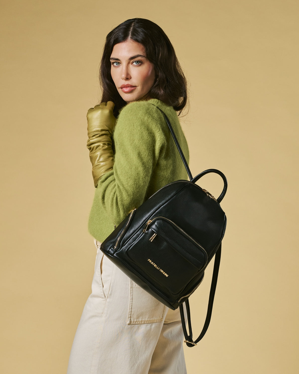 calf leather backpack Leather Women's Backpack - Black - Calf Leather