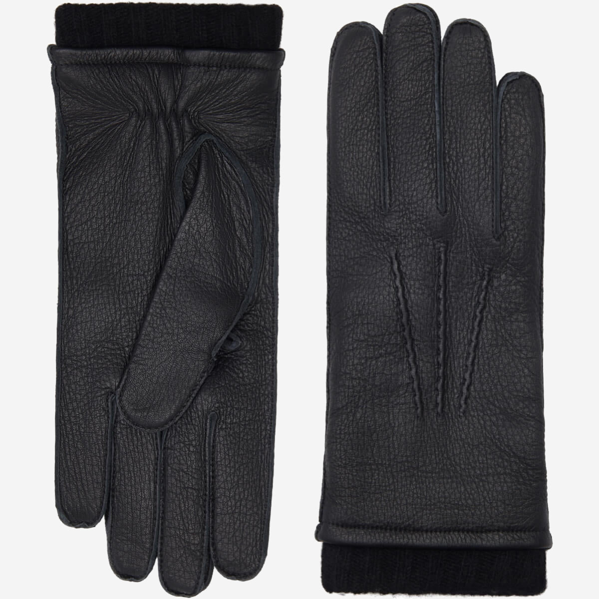 Vittoria (black) - Italian gloves made of American deerskin leather with cashmere lining - Fratelli Orsini - Luxury Leather Gloves - Handmade in Italy - 1