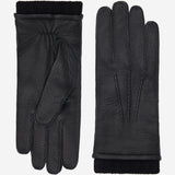 Vittoria (black) - Italian gloves made of American deerskin leather with cashmere lining - Fratelli Orsini - Luxury Leather Gloves - Handmade in Italy - 1