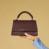 Federica (eggplant) - Italian calf leather women's crossbody bag (with shoulder strap)