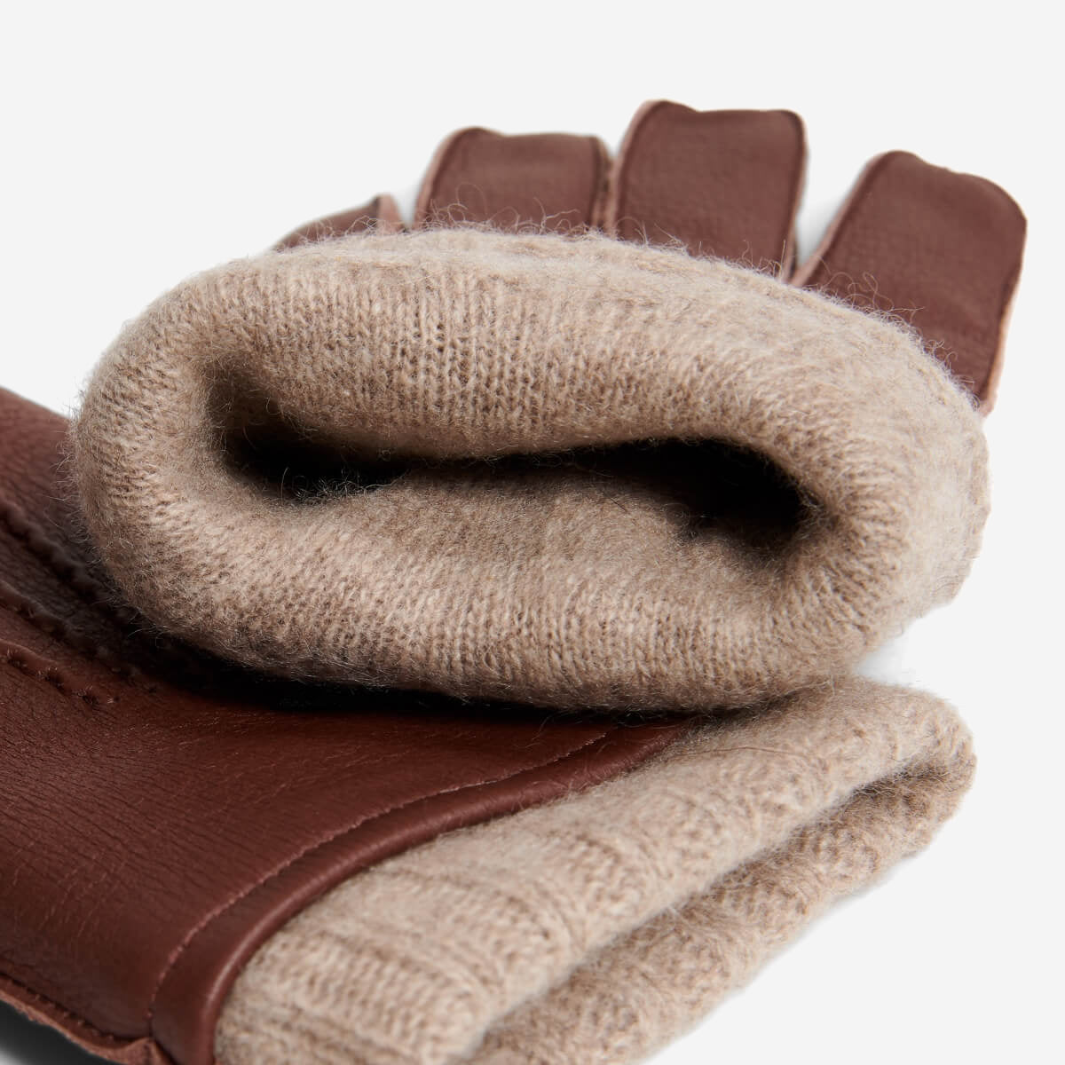 Vittoria (brown) - Italian gloves made of American deerskin leather with cashmere lining - Fratelli Orsini - Luxury Leather Gloves - Handmade in Italy - 2
