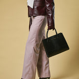 Patrizia (black) - Italian calf leather women's handbag (with shoulder strap)