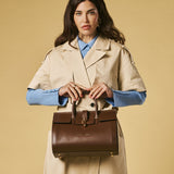 Oriana (brown) - Italian calf leather women's handbag (with shoulder strap)