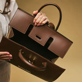 Oriana (brown) - Italian calf leather women's handbag (with shoulder strap)