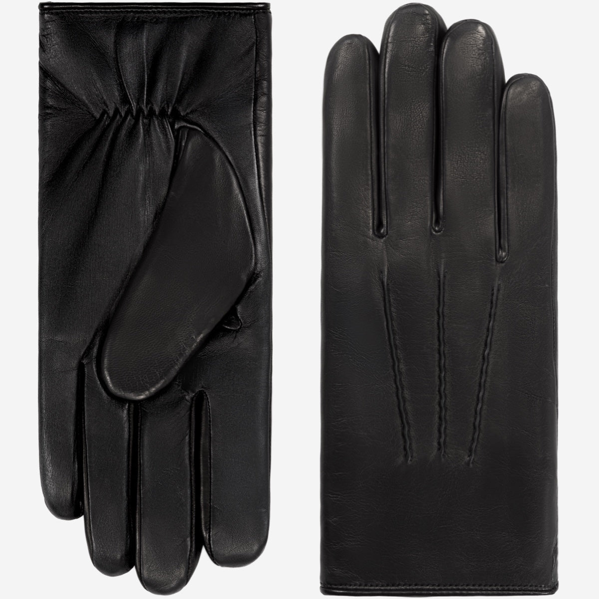 Aldo (black) - Italian lambskin leather gloves with lambswool lining & touchscreen feature - Fratelli Orsini - Luxury Leather Gloves - Handmade in Italy - 1