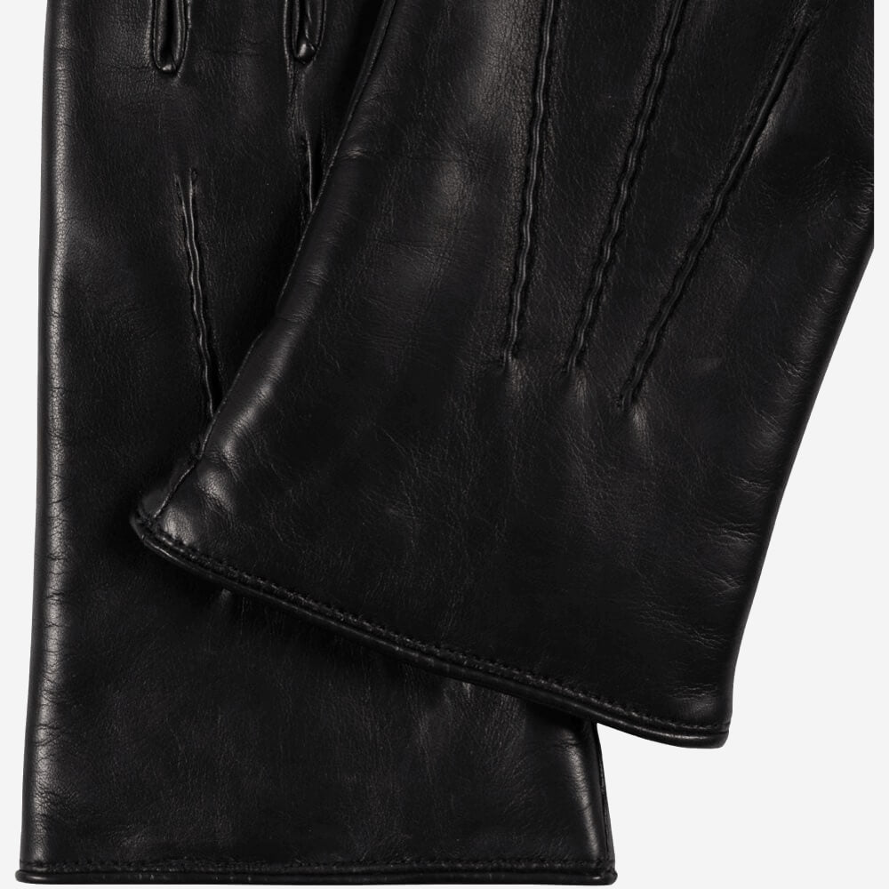 Aldo (black) - Italian lambskin leather gloves with lambswool lining & touchscreen feature - Fratelli Orsini - Luxury Leather Gloves - Handmade in Italy - 3