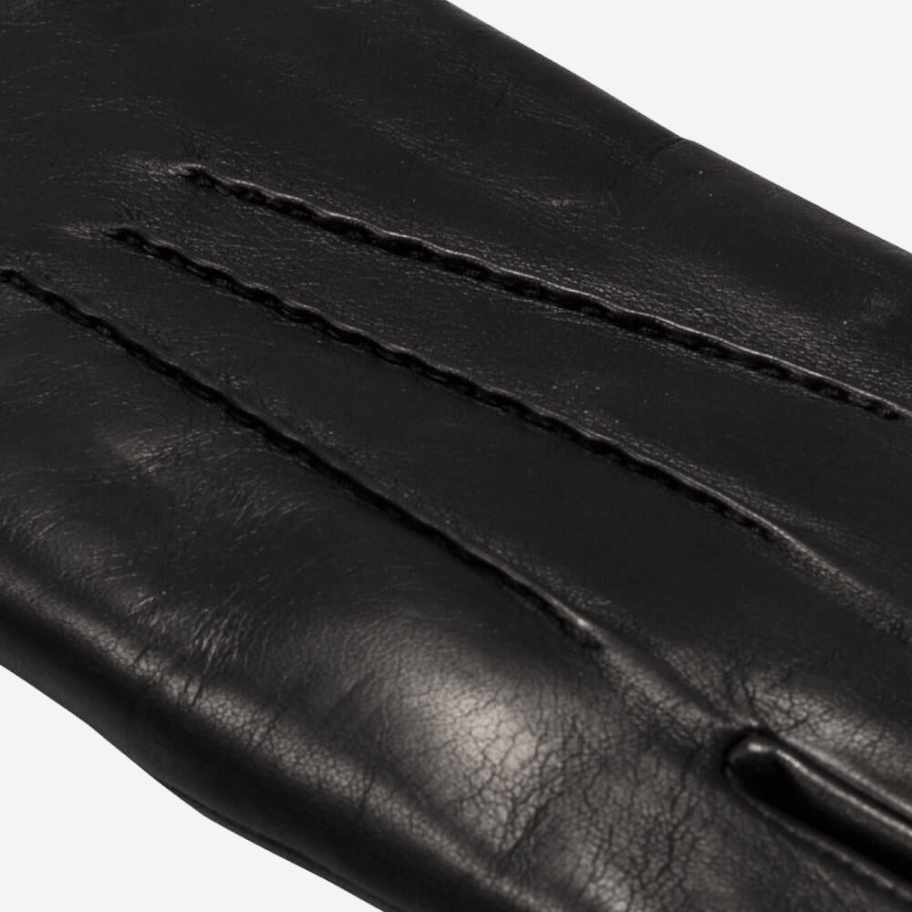 Aldo (black) - Italian lambskin leather gloves with lambswool lining & touchscreen feature - Fratelli Orsini - Luxury Leather Gloves - Handmade in Italy - 4