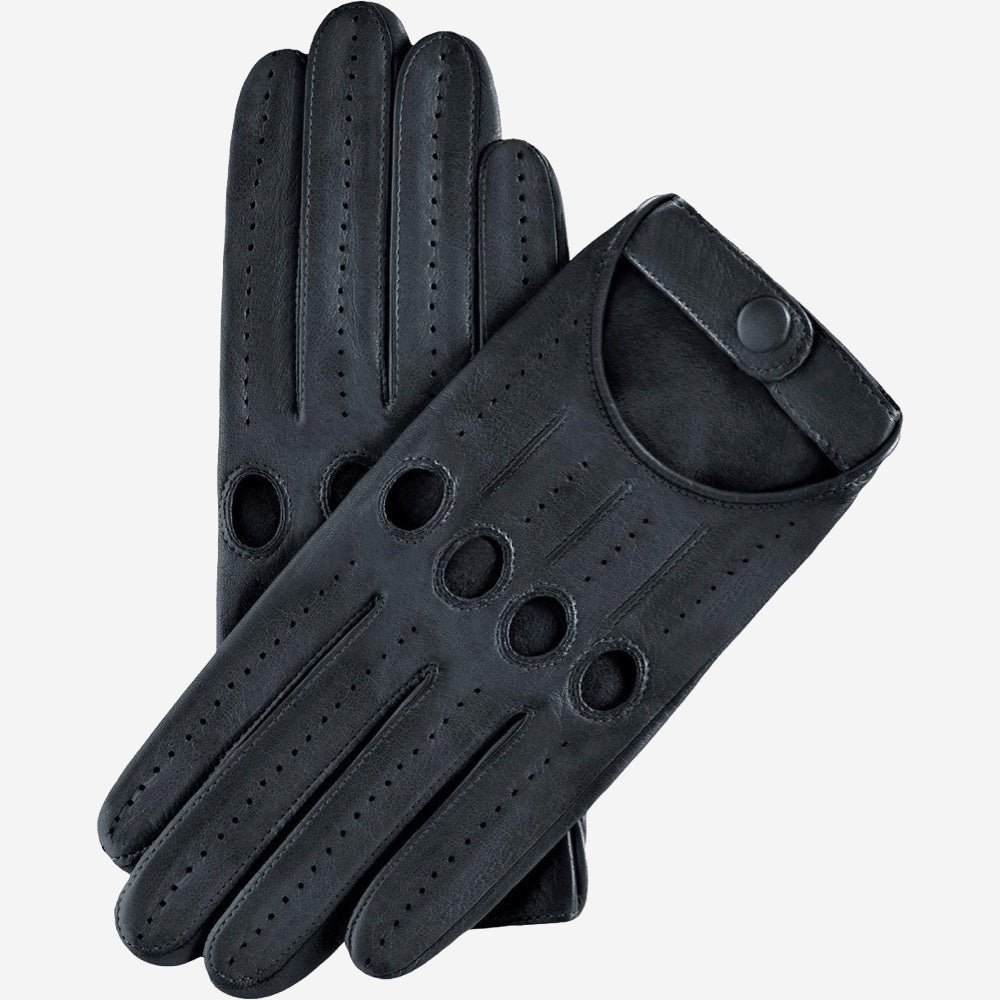 Alessa (black) - classic Italian lambskin leather driving gloves Fratelli Orsini - Luxury Leather Gloves - Handmade in Italy - 1