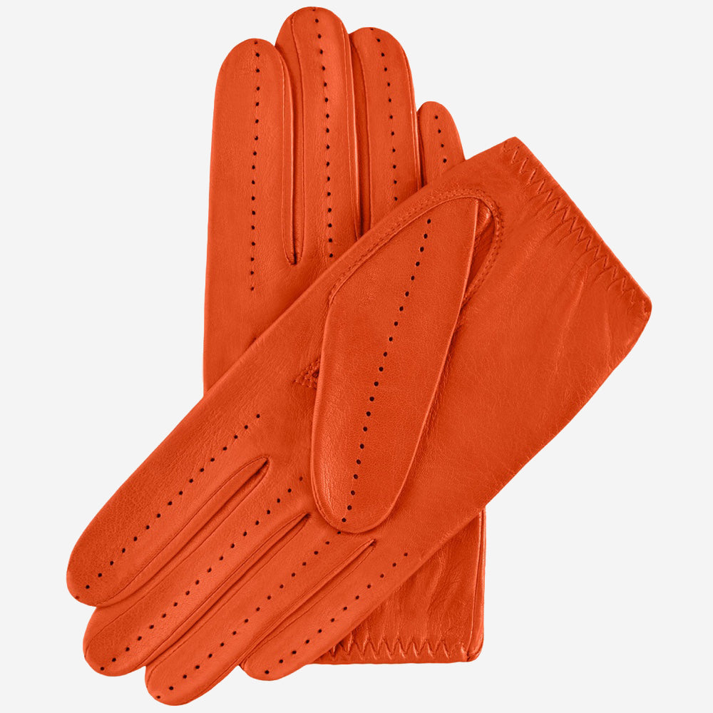 Alessa (orange) - classic Italian lambskin leather driving gloves - Fratelli Orsini - Luxury Leather Gloves - Handmade in Italy - 2