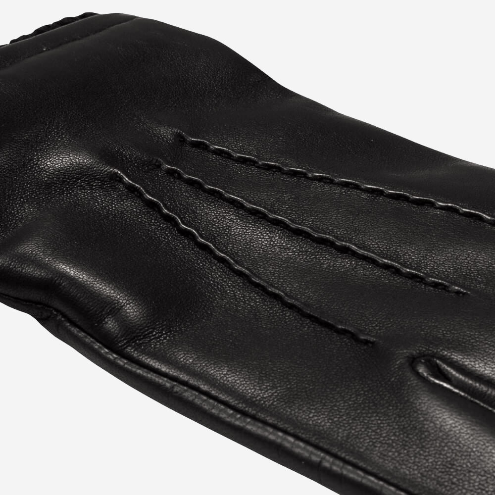 Alessandro (black) - Italian lambskin leather gloves with cashmere lining & touchscreen feature - Fratelli Orsini - Luxury Leather Gloves - Handmade in Italy - 4