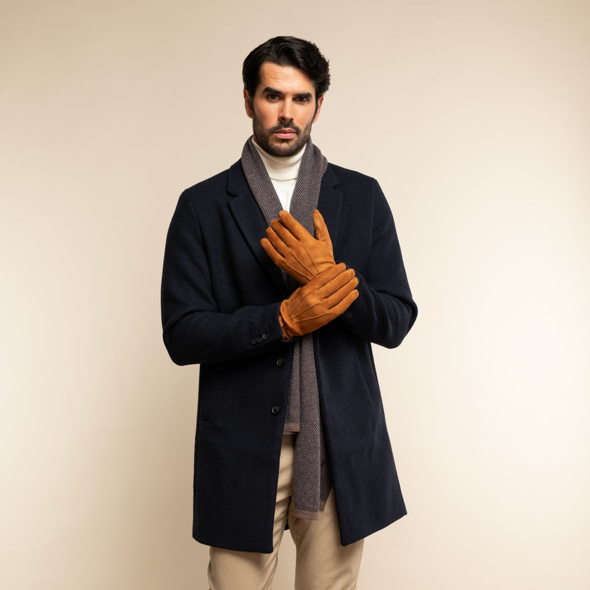 Angelo (cognac) - suede leather gloves with luxurious cashmere lining - Fratelli Orsini - Luxury Leather Gloves - Handmade in Italy - 10