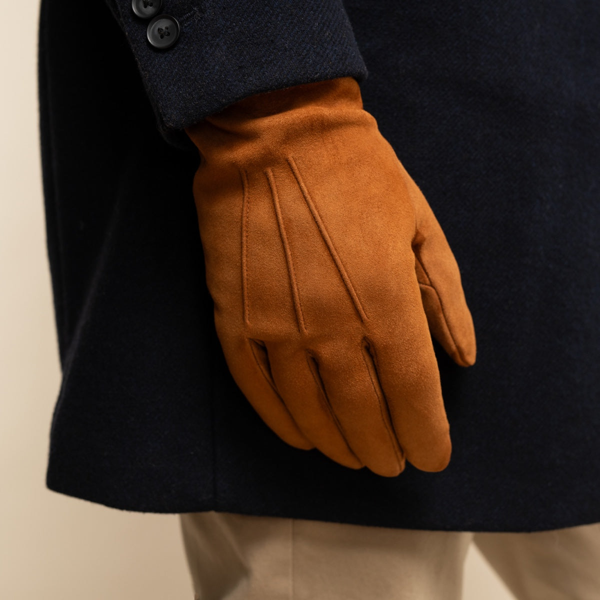 Angelo (cognac) - suede leather gloves with luxurious cashmere lining - Fratelli Orsini - Luxury Leather Gloves - Handmade in Italy - 9