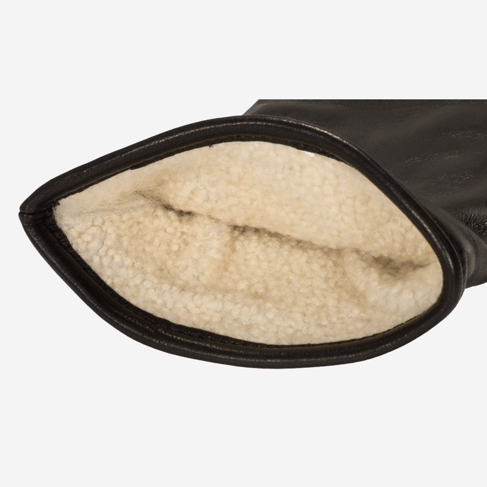 Bella (black) - Italian lambskin leather gloves with lambswool lining & touchscreen feature - Fratelli Orsini - Luxury Leather Gloves - Handmade in Italy - 2