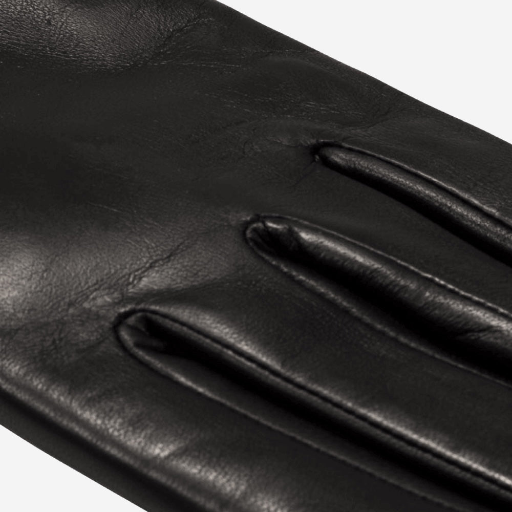 Bella (black) - Italian lambskin leather gloves with lambswool lining & touchscreen feature - Fratelli Orsini - Luxury Leather Gloves - Handmade in Italy - 3