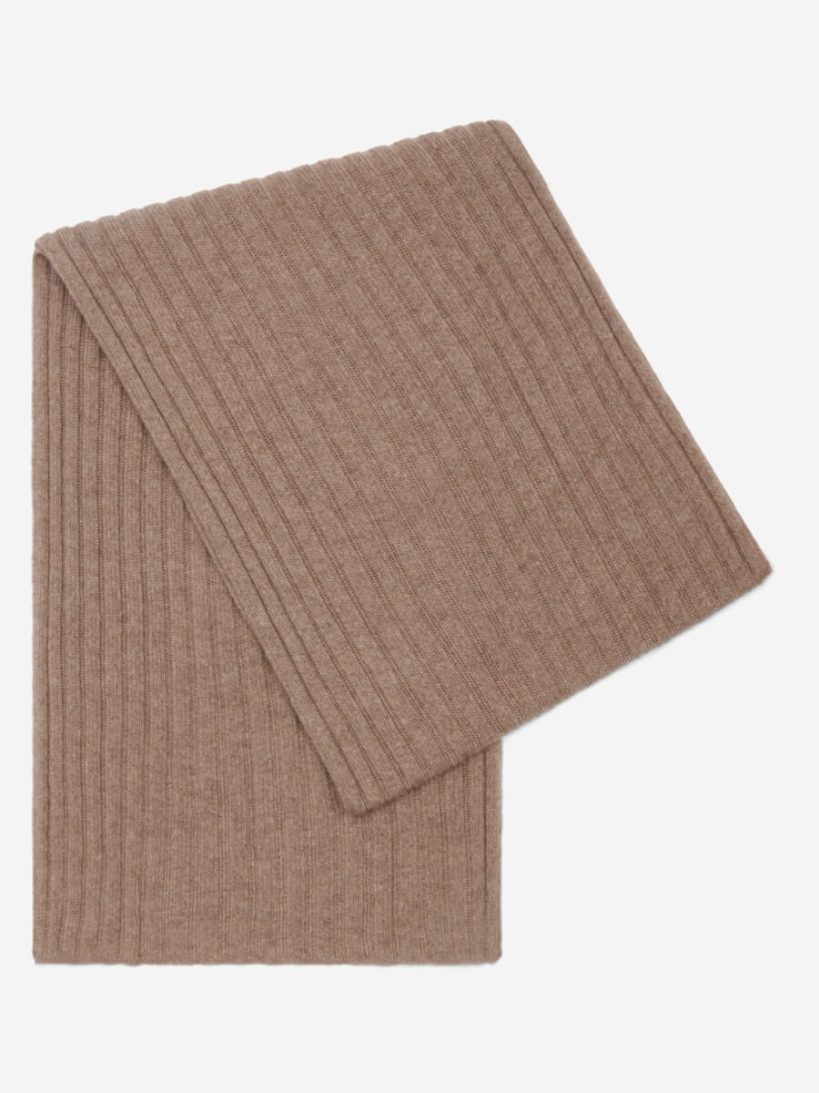 Napoli (brown) - 100% cashmere ribbed scarf (unisex) - Fratelli Orsini - Luxury Cashmere Scarf - Handmade in Italy - 1