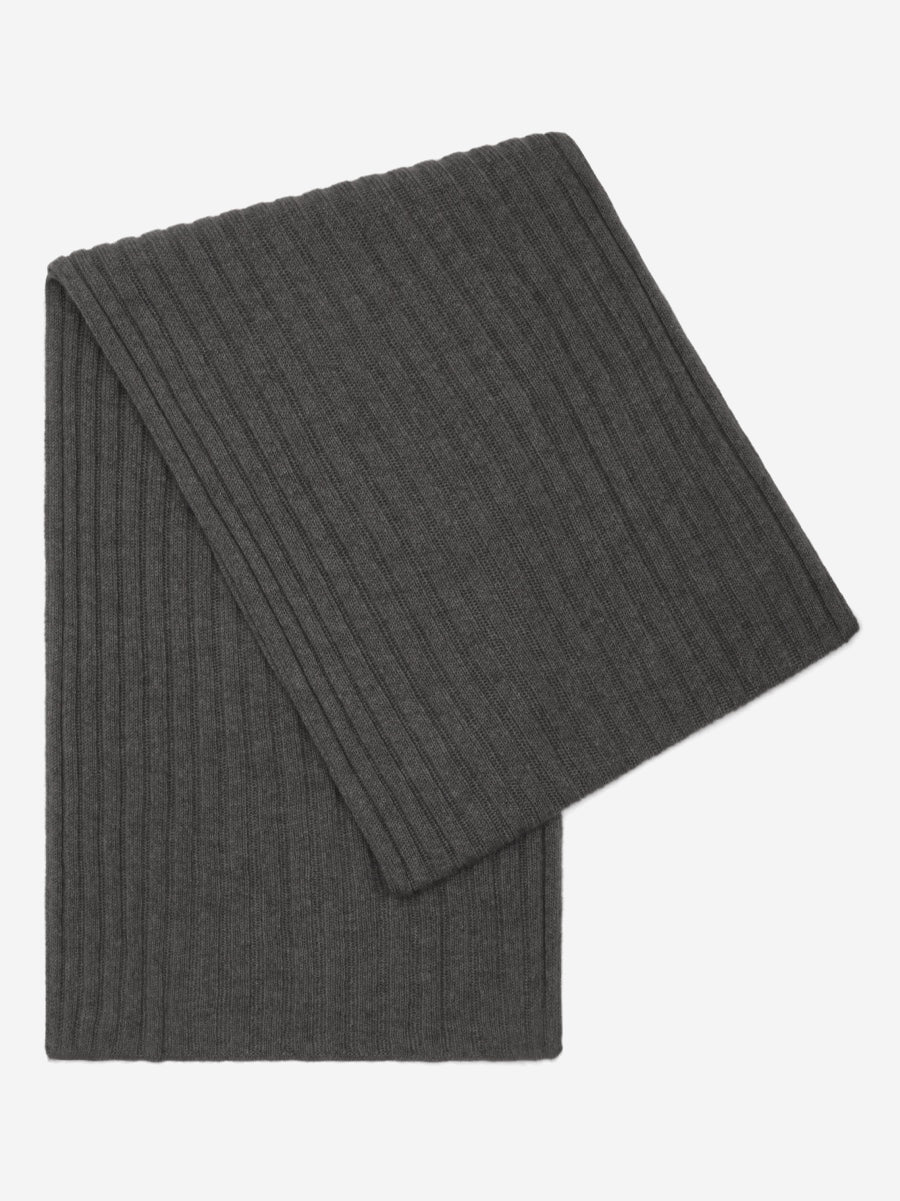 Napoli (dark grey) - 100% cashmere ribbed scarf (unisex) - Fratelli Orsini - Luxury Cashmere Scarf - Handmade in Italy - 1