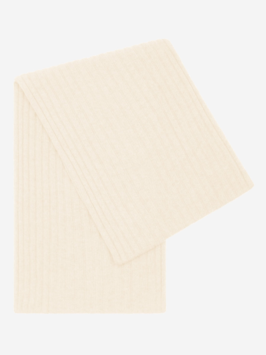 Napoli (cream) - 100% cashmere ribbed scarf (unisex) - Fratelli Orsini - Luxury Cashmere Scarf - Handmade in Italy - 1