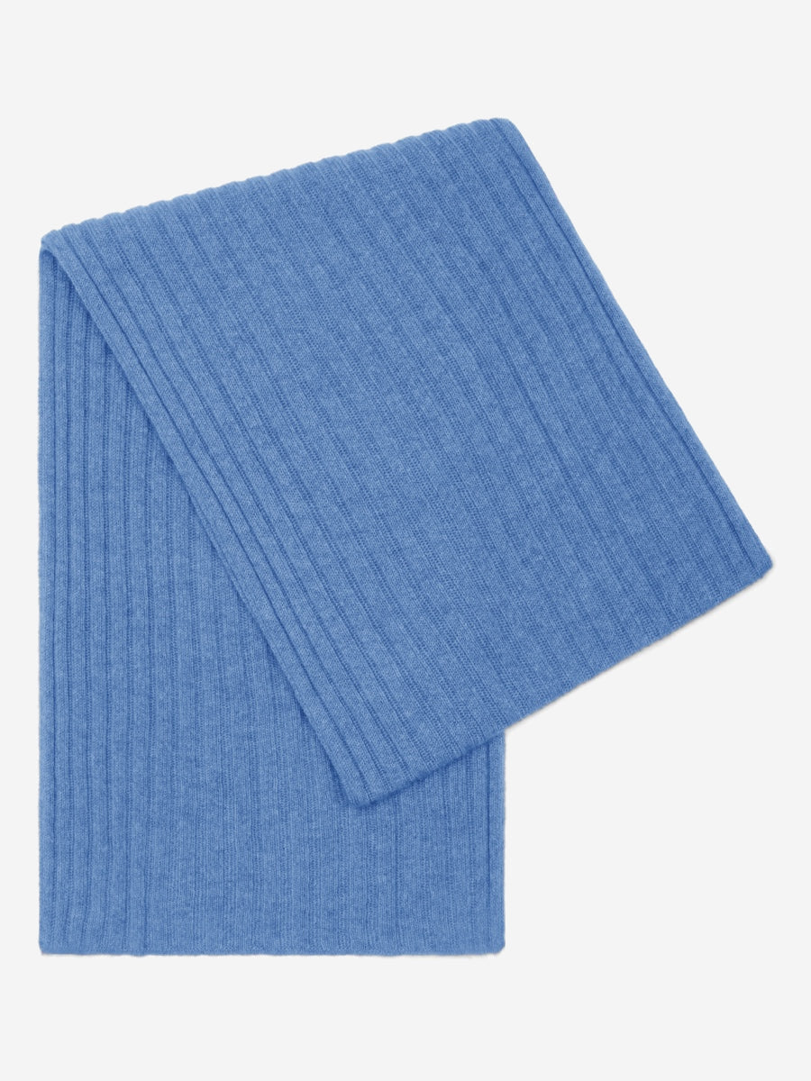 Napoli (light blue) - 100% cashmere ribbed scarf (unisex) - Fratelli Orsini - Luxury Cashmere Scarf - Handmade in Italy - 1