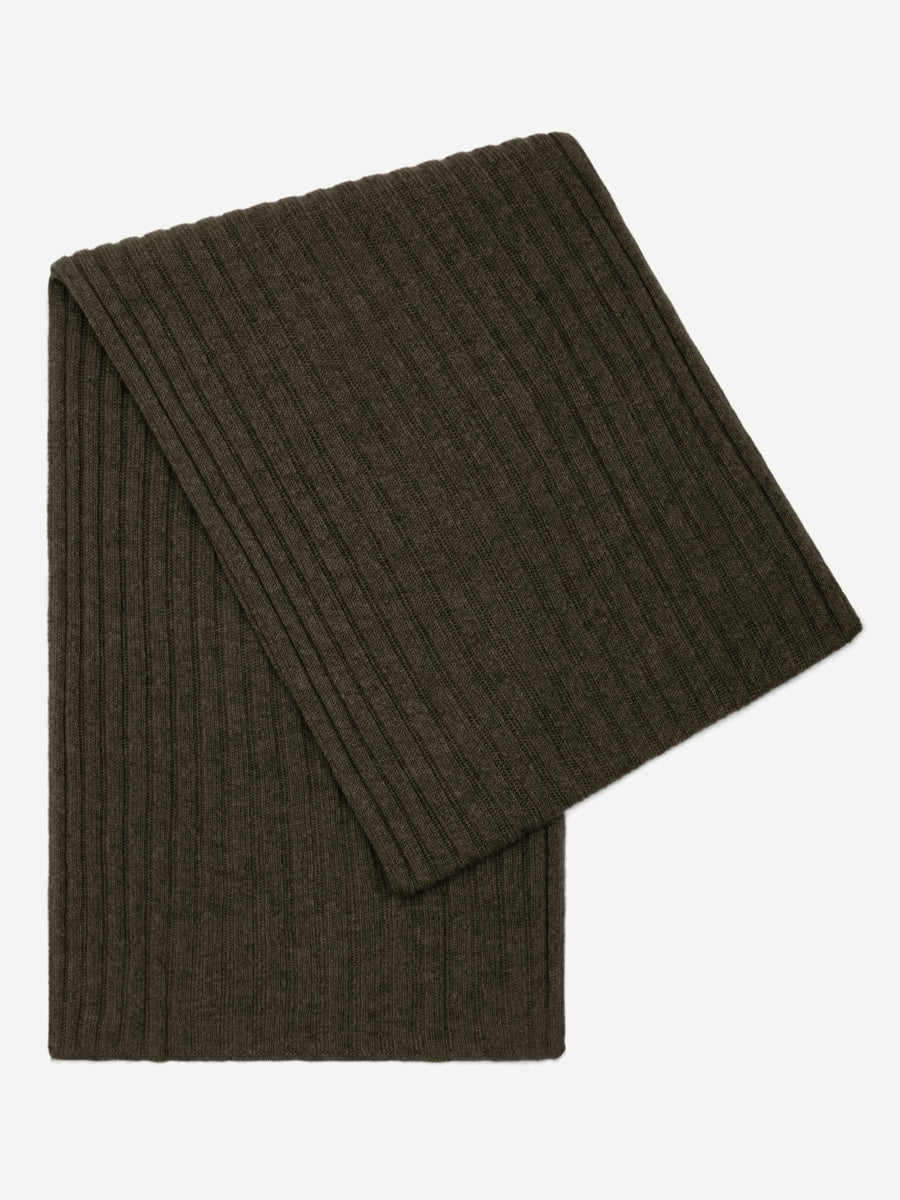 Napoli (dark green) - 100% cashmere ribbed scarf (unisex) - Fratelli Orsini - Luxury Cashmere Scarf - Handmade in Italy - 1