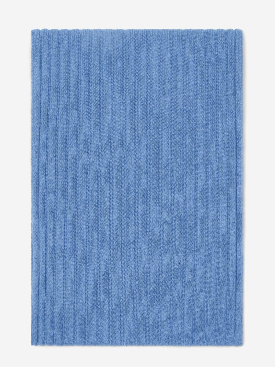 Napoli (light blue) - 100% cashmere ribbed scarf (unisex) - Fratelli Orsini - Luxury Cashmere Scarf - Handmade in Italy - 3