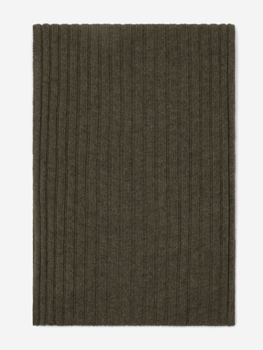 Napoli (dark green) - 100% cashmere ribbed scarf (unisex) - Fratelli Orsini - Luxury Cashmere Scarf - Handmade in Italy - 3