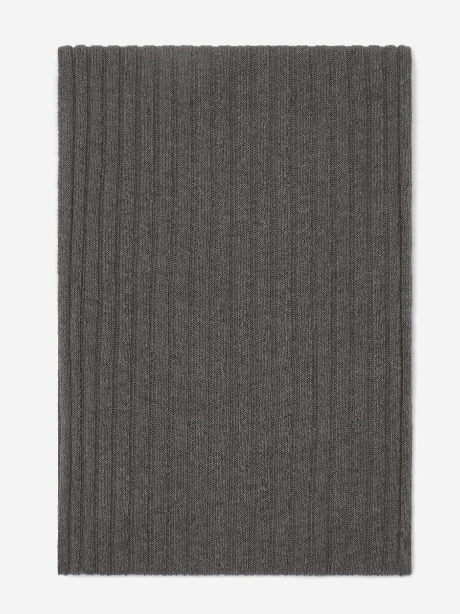 Napoli (dark grey) - 100% cashmere ribbed scarf (unisex) - Fratelli Orsini - Luxury Cashmere Scarf - Handmade in Italy - 3