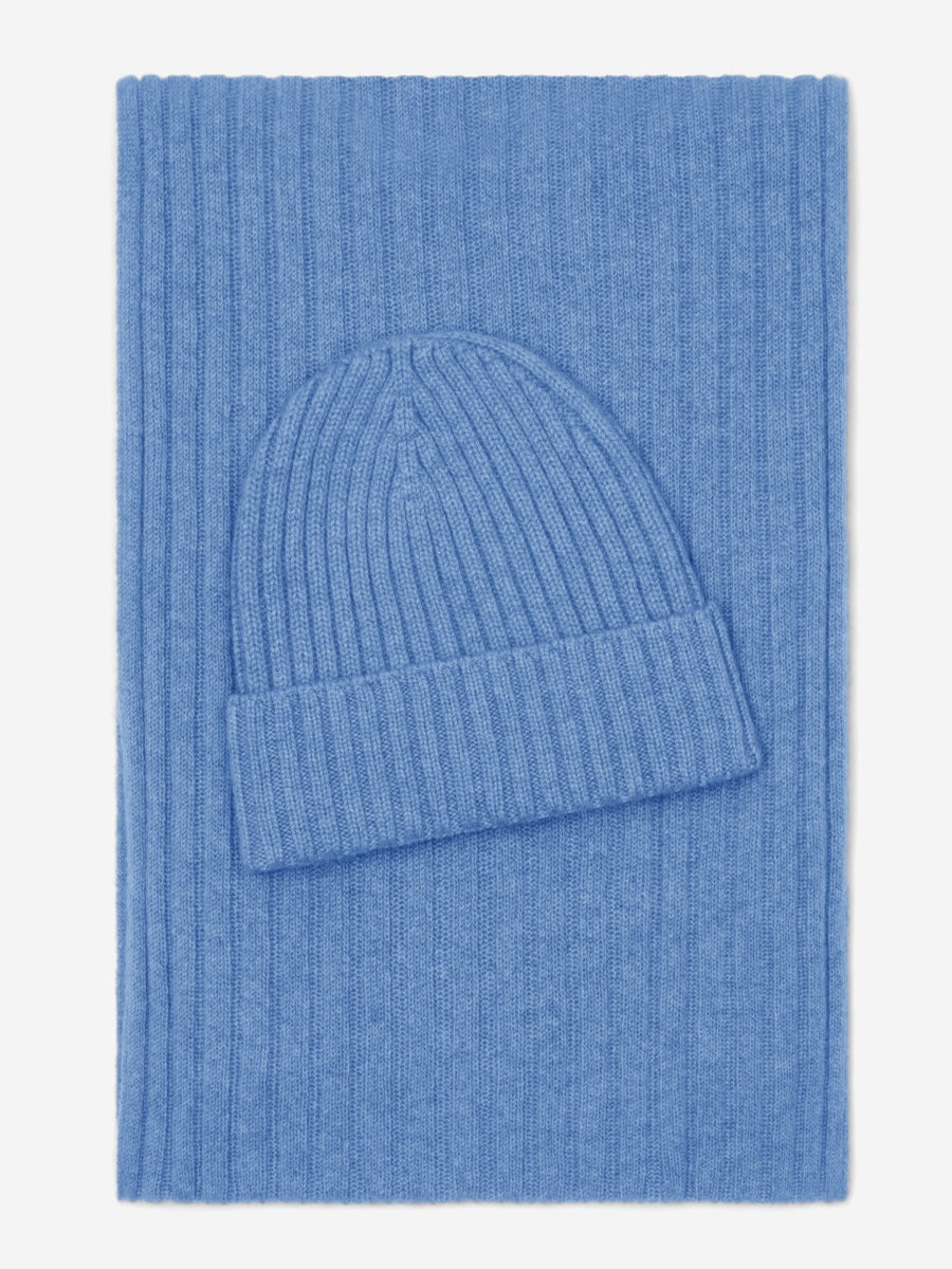 Napoli (light blue) - 100% cashmere ribbed scarf (unisex) - Fratelli Orsini - Luxury Cashmere Scarf - Handmade in Italy - 4