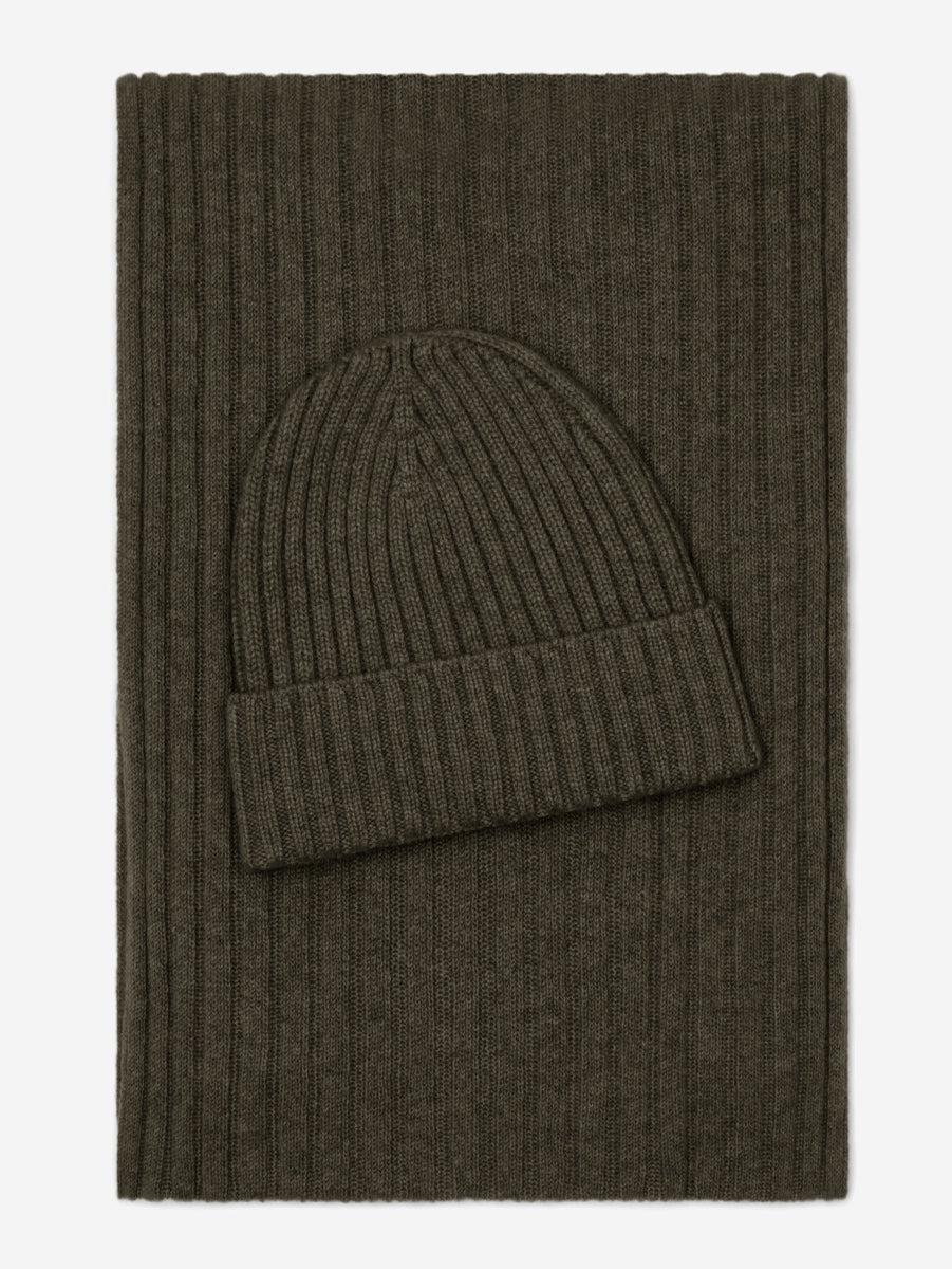 Napoli (dark green) - 100% cashmere ribbed scarf (unisex) - Fratelli Orsini - Luxury Cashmere Scarf - Handmade in Italy - 4