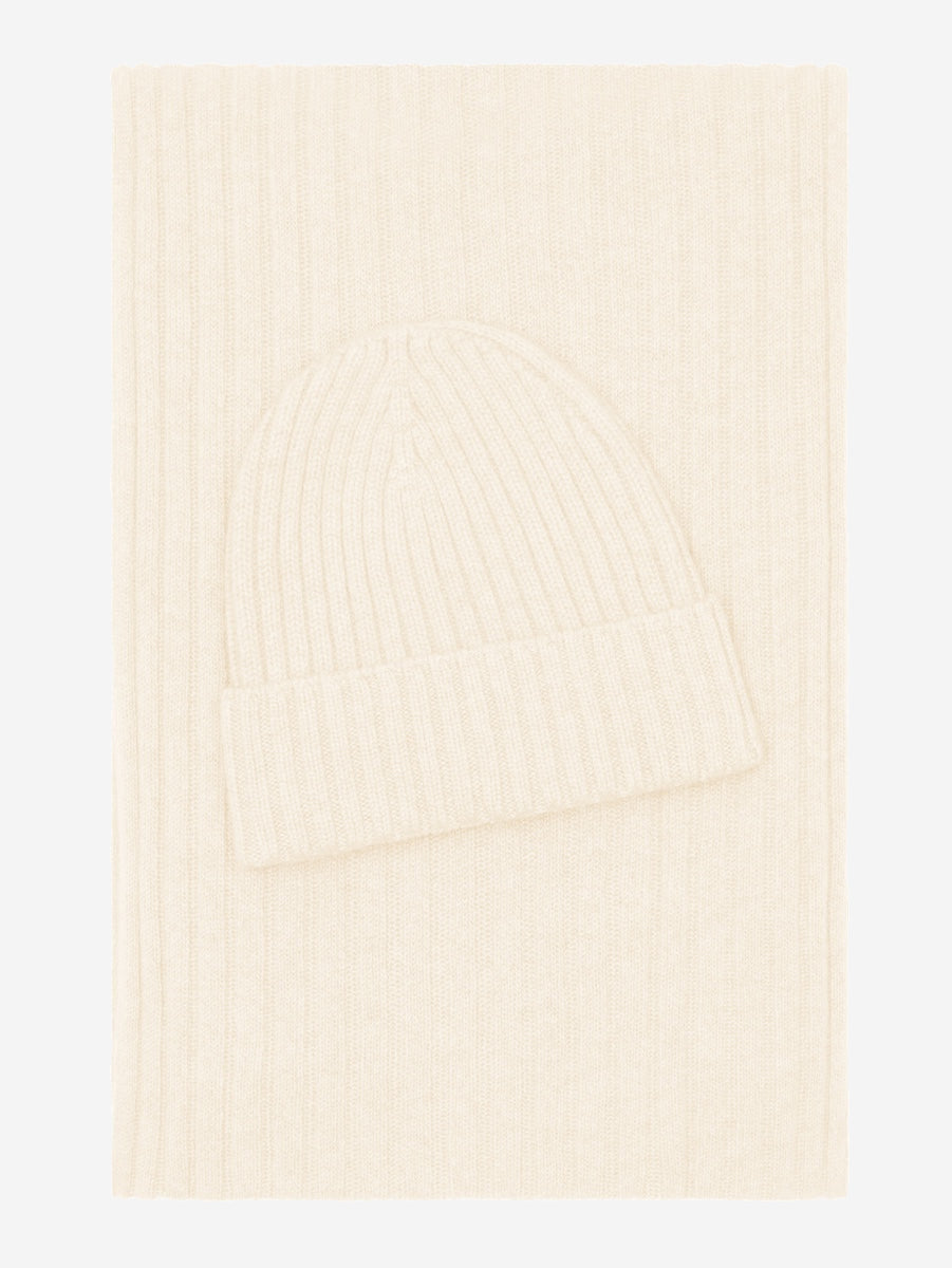 Napoli (cream) - 100% cashmere ribbed scarf (unisex) - Fratelli Orsini - Luxury Cashmere Scarf - Handmade in Italy - 4