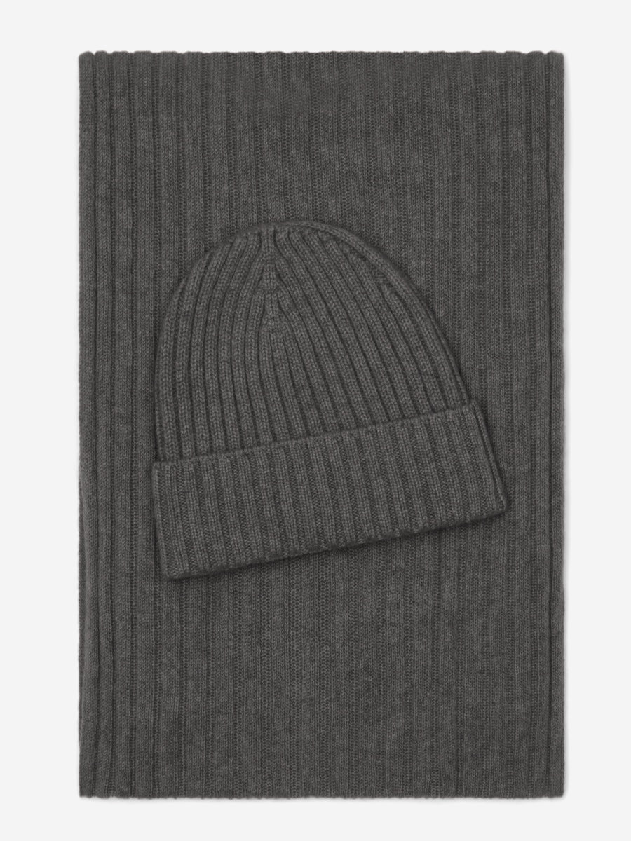 Napoli (dark grey) - 100% cashmere ribbed scarf (unisex) - Fratelli Orsini - Luxury Cashmere Scarf - Handmade in Italy - 4