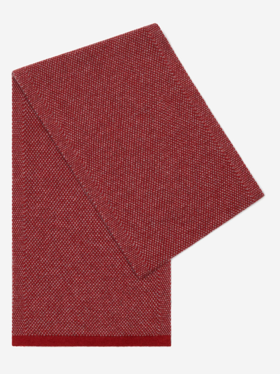 Riccardo (red & grey) - 100% cashmere scarf with pattern - Fratelli Orsini - Luxury Cashmere Scarf - Handmade in Italy - 1