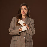 Daniella (cognac) - Hand-sewn Italian crochet driving gloves from lambskin leather - Fratelli Orsini - Luxury Leather Gloves - Handmade in Italy - 10