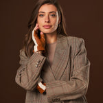 Daniella (cognac) - Hand-sewn Italian crochet driving gloves from lambskin leather - Fratelli Orsini - Luxury Leather Gloves - Handmade in Italy - 11