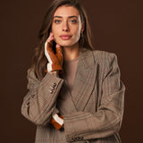 Daniella (cognac) - Hand-sewn Italian crochet driving gloves from lambskin leather - Fratelli Orsini - Luxury Leather Gloves - Handmade in Italy - 11