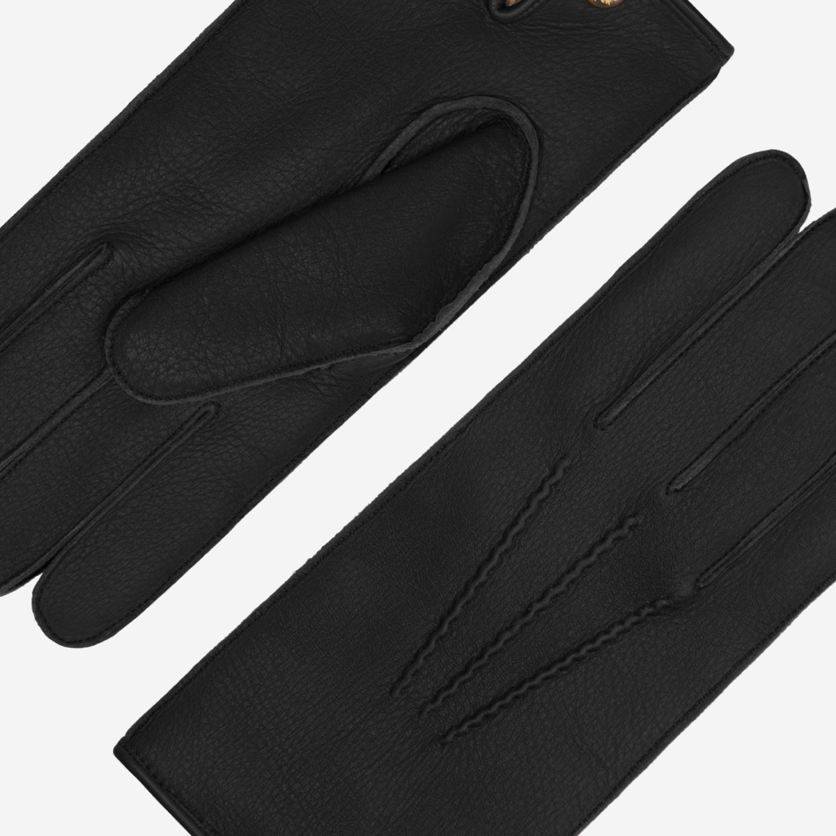 LUXURY MEN'S RABBIT FUR-LINED AMERICAN DEERSKIN GLOVES - Black - Handmade in Italy - Luxury Leather Gloves - 2