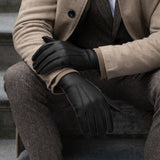 LUXURY MEN'S RABBIT FUR-LINED AMERICAN DEERSKIN GLOVES - Black - Handmade in Italy - Luxury Leather Gloves - 5