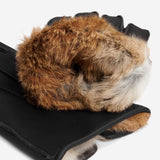 Diego (black) - Italian gloves made of American deerskin leather with rabbit fur lining