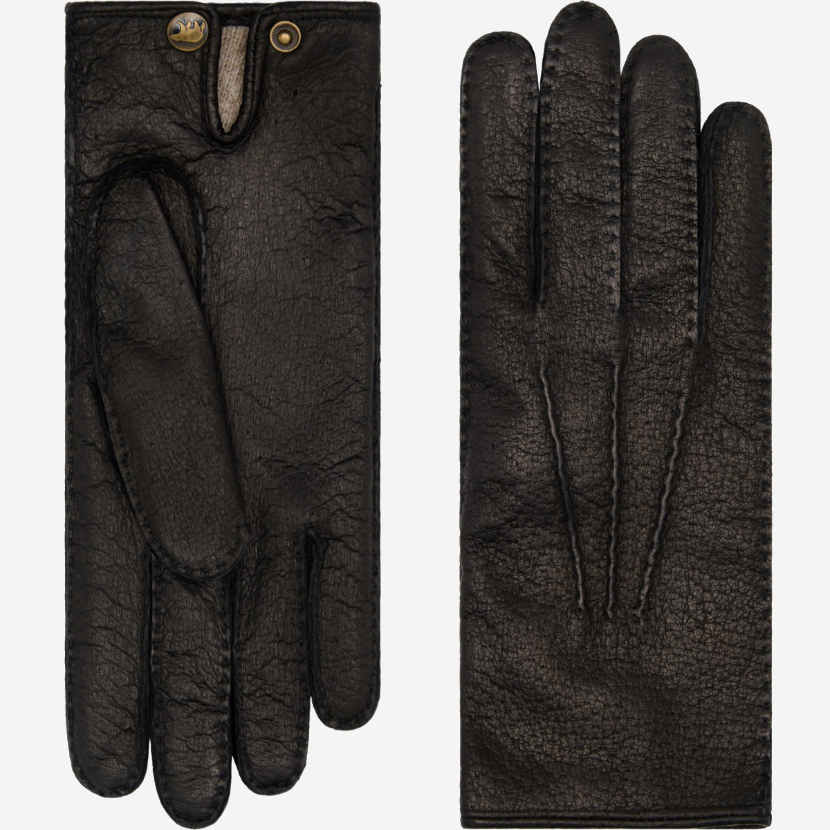 Donatella (black) – Luxurious Italian peccary leather gloves with cashmere lining - Fratelli Orsini - Luxury Leather Gloves - Handmade in Italy - 1