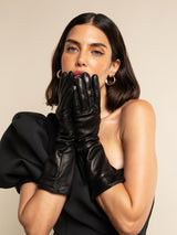 Elena (black) - Italian silk lined 6-button length leather opera gloves