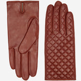 Emilia (brown) - classic Italian lambskin leather gloves with cashmere lining and checkered pattern - Fratelli Orsini - Luxury Leather Gloves - Handmade in Italy - 2