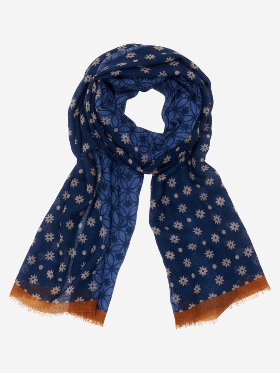 Andrea (blue) - soft and lightweight Italian scarf from 100% wool - Fratelli Orsini - Luxury Italian Scarf - Handmade in Italy - 1