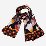 Bruna (black/orange)- soft and lightweight Italian foulard from pure silk - Fratelli Orsini - Luxury Italian Scarf - Handmade in Italy - 3