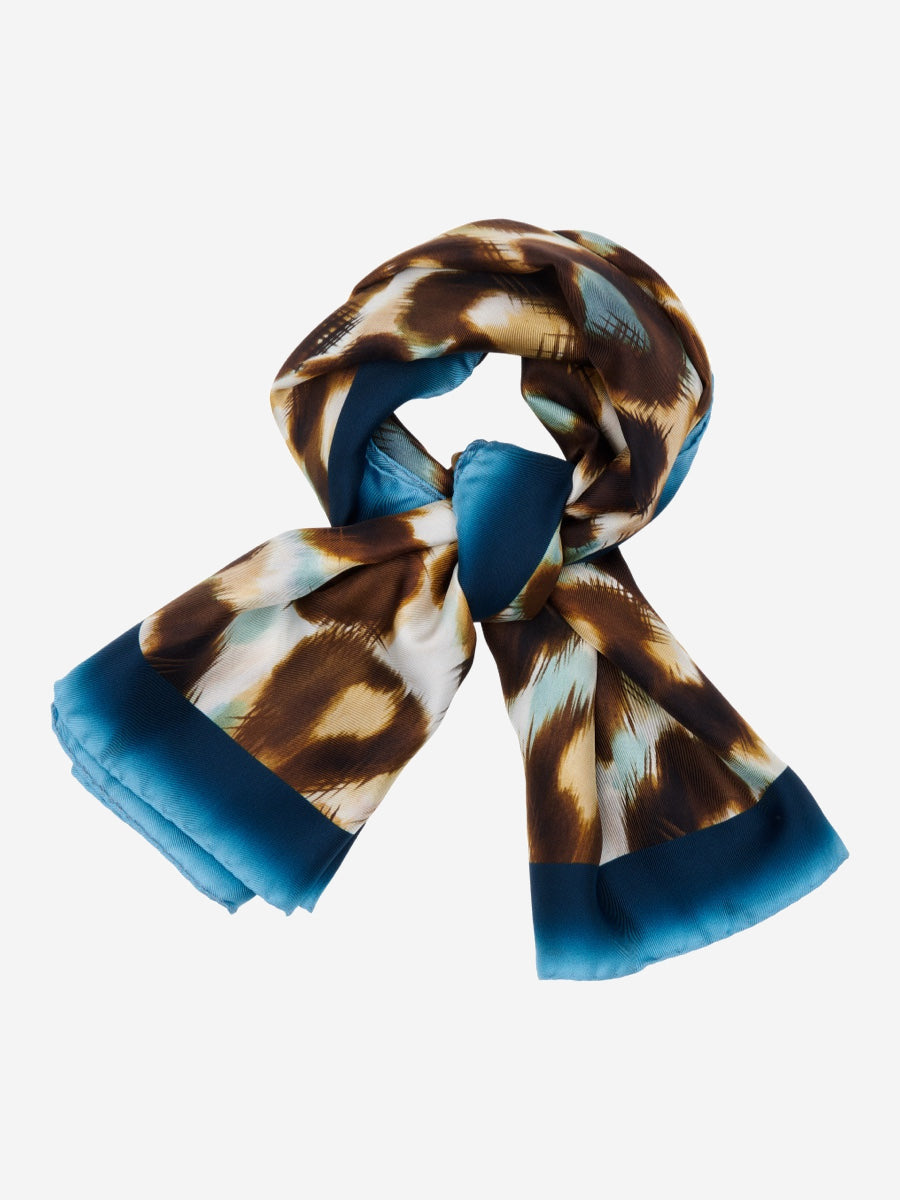 Bruna (blue)- soft and lightweight Italian foulard from pure silk - Fratelli Orsini - Luxury Italian Scarf - Handmade in Italy - 3