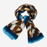 Bruna (blue)- soft and lightweight Italian foulard from pure silk - Fratelli Orsini - Luxury Italian Scarf - Handmade in Italy - 3