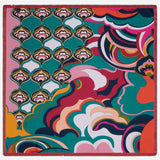 Giorgia (green/pink) - soft and lightweight Italian foulard from pure silk - Fratelli Orsini - Luxury Italian Scarf - Handmade in Italy - 2