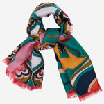 Giorgia (green/pink) - soft and lightweight Italian foulard from pure silk  - Fratelli Orsini - Luxury Italian Scarf - Handmade in Italy - 3