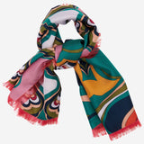 Giorgia (green/pink) - soft and lightweight Italian foulard from pure silk - Fratelli Orsini - Luxury Italian Scarf - Handmade in Italy - 3