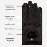 Marcello (black) – Luxurious Italian peccary driving gloves